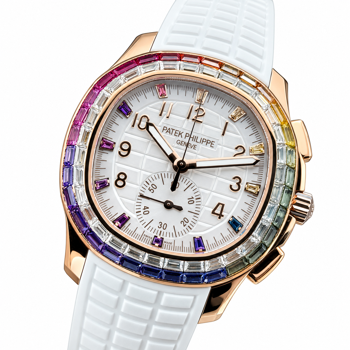 Patek Philippe Rose Gold Aquanaut Chronograph Rainbow White