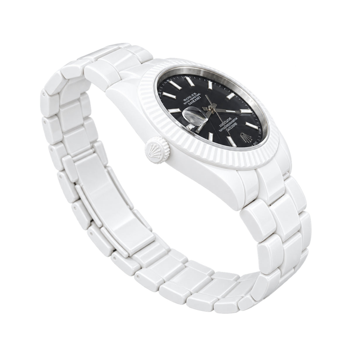Rolex Datejust Full White Ceramic Black Dial Watch