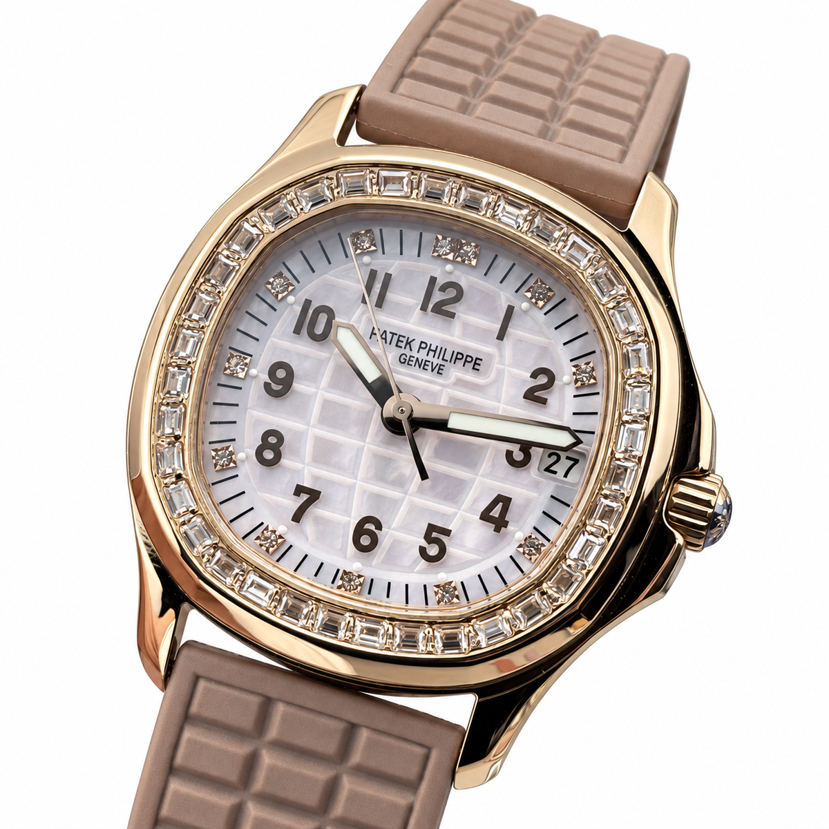 Patek Philippe Rose Gold Aquanaut Luce Diamond Bezel Nude Strap