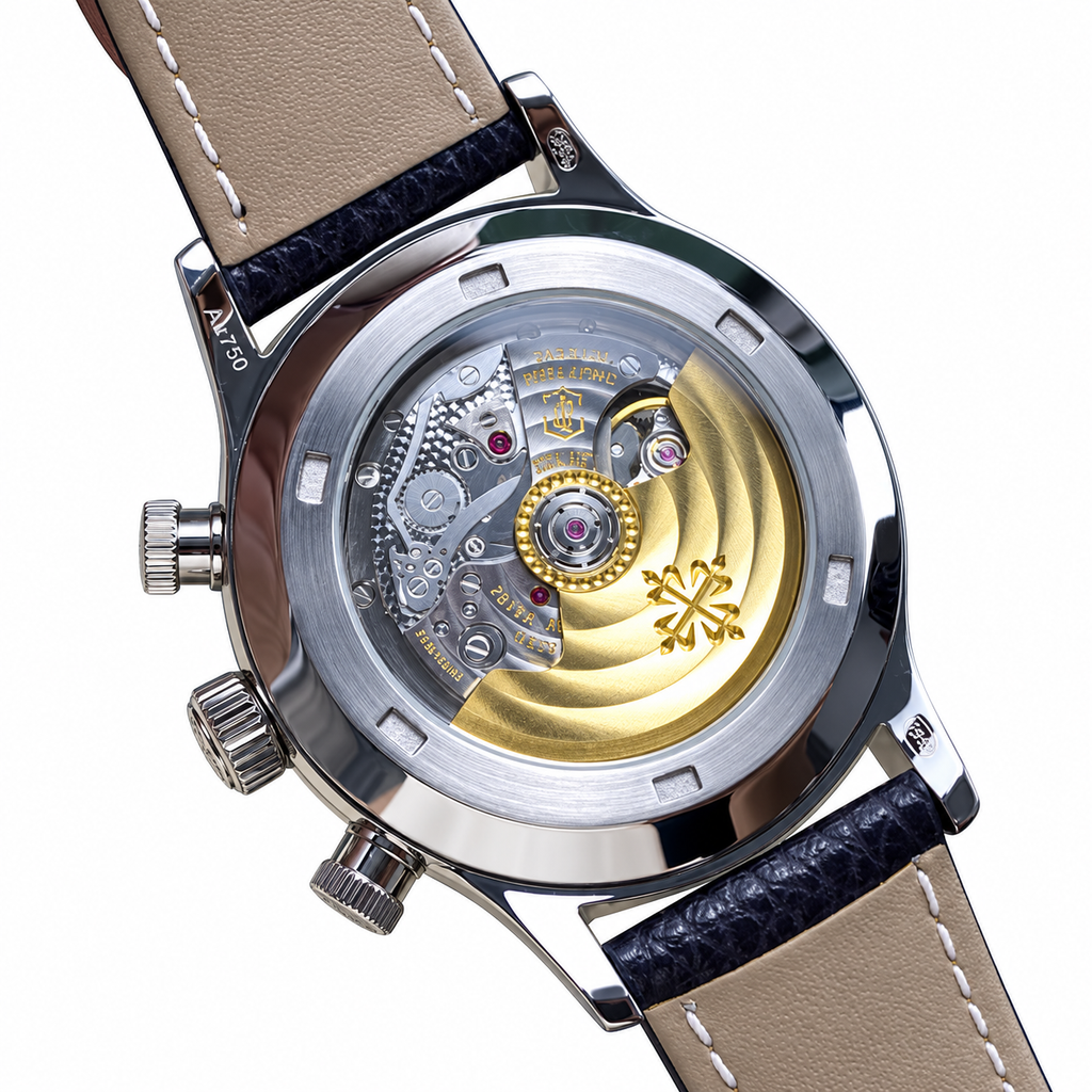 Patek Philippe Calatrava Pilot Travel Time 42mm White Gold Black Dial Slide Rule Bezel Dual Time Zone