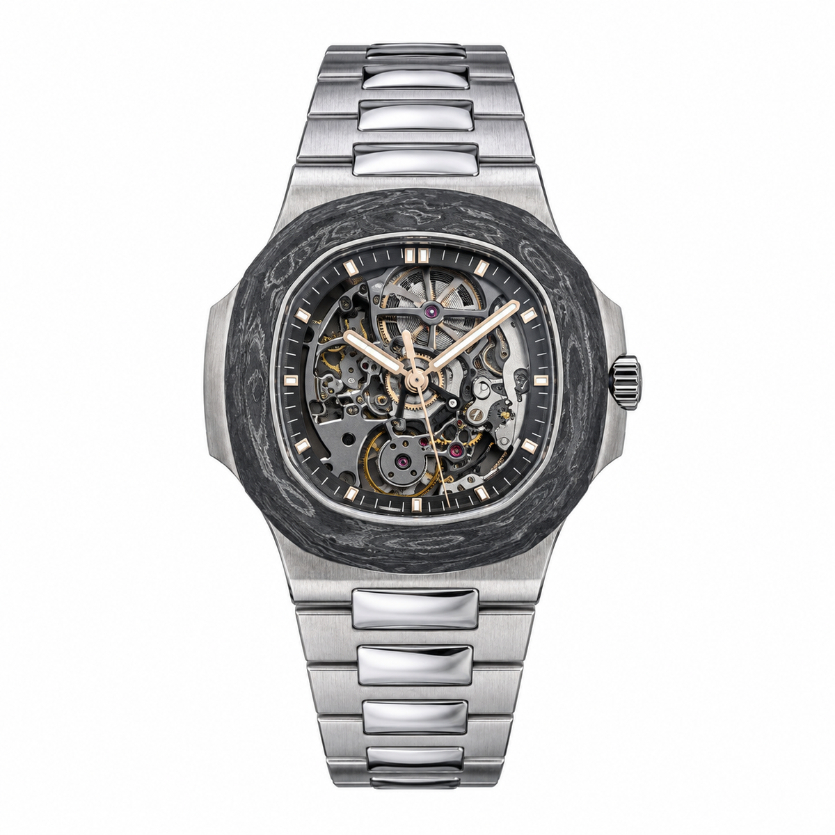 Patek Philippe Nautilus Skeleton Carbon Bezel Pearl Project