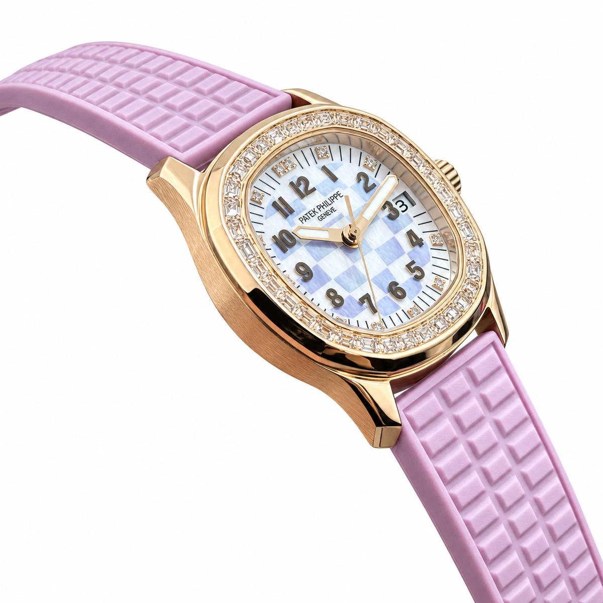 Patek Philippe Rose Gold Aquanaut Luce Diamond Bezel Pink Strap