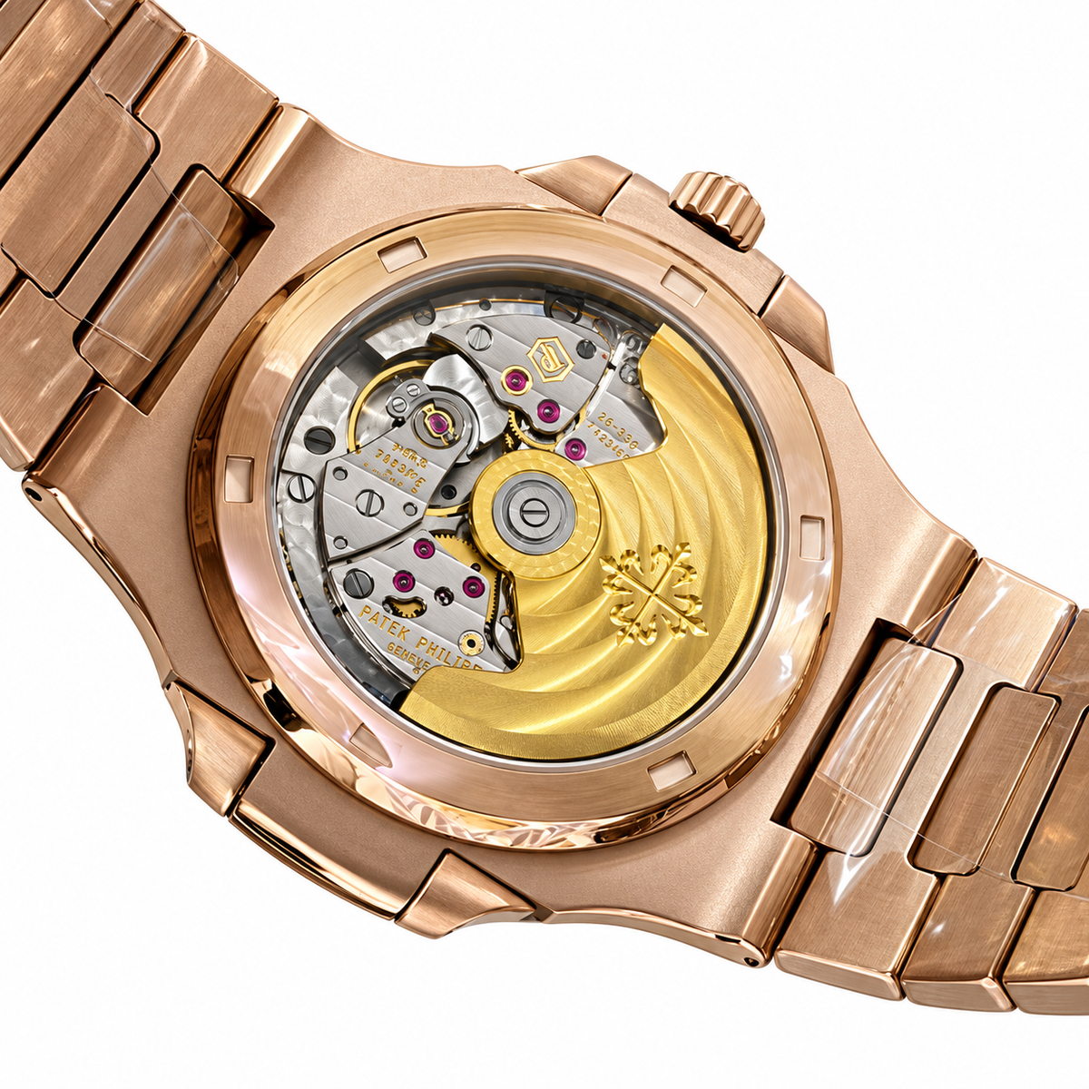 Patek Philippe Nautilus Rose Gold Ruby Bezel Black Dial Blue Ceramic Bracelet 40mm