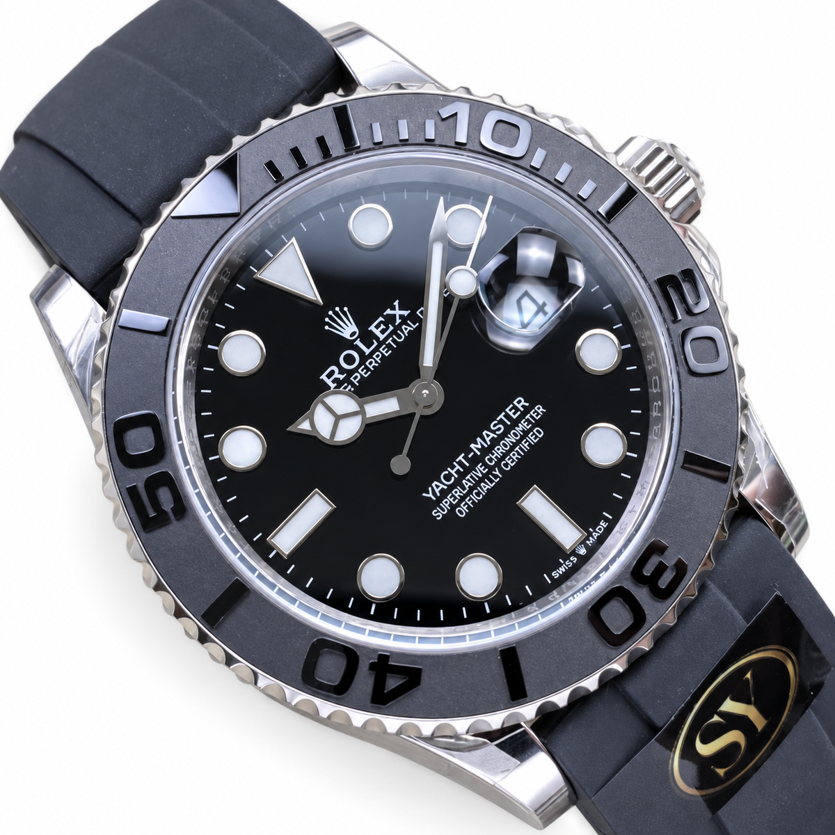 Rolex White Gold Yacht-Master Black Watch