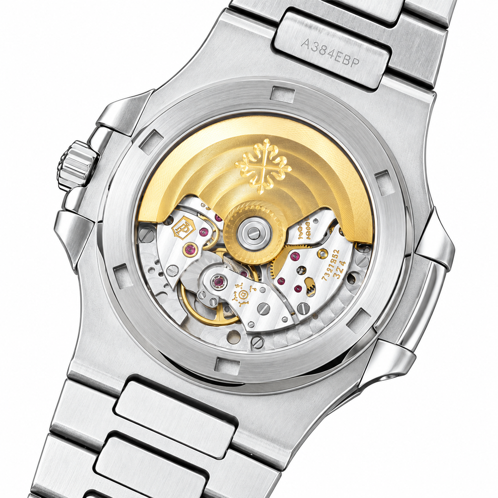 Patek Philippe Nautilus Steel Pink Sapphire Baguette Bezel White MOP Dial 40mm