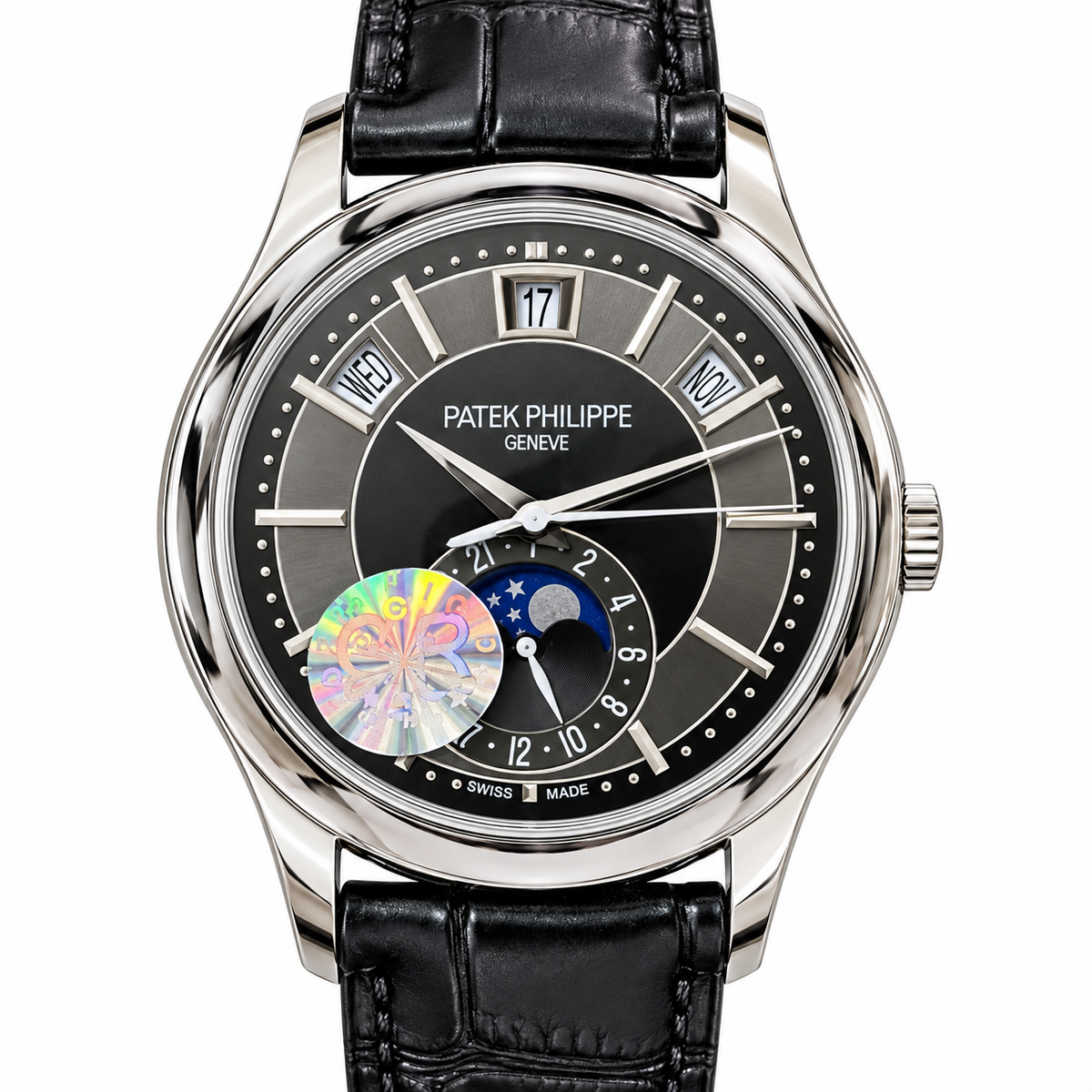 Patek Philippe Annual Calendar Moon Phase 40mm Steel Black Dial