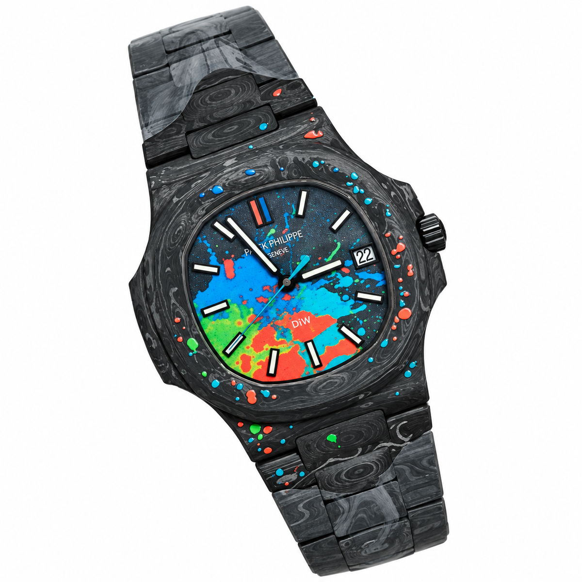 Patek Philippe Nautilus DiW Full Carbon Paint Splash Art Dial 40mm