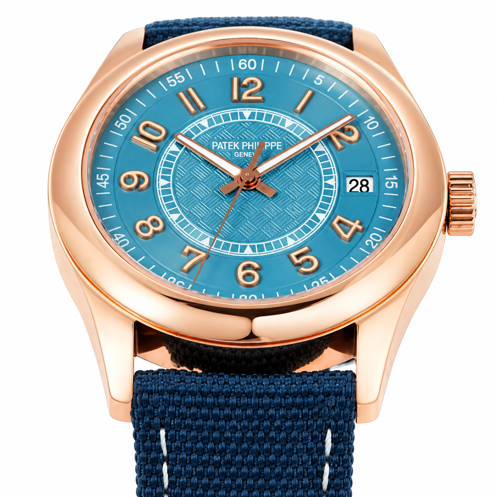 Patek Philippe Calatrava Date 40mm Rose Gold Teal Dial NATO Strap