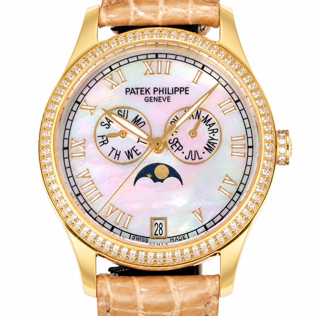 Patek Philippe Yellow Gold Annual Calendar Diamond Pink MOP Dial