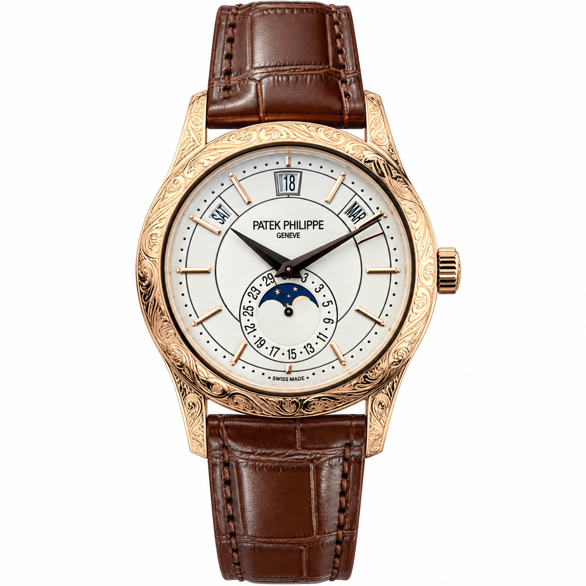Patek Philippe Annual Calendar Moon Phase 40mm Rose Gold White Dial