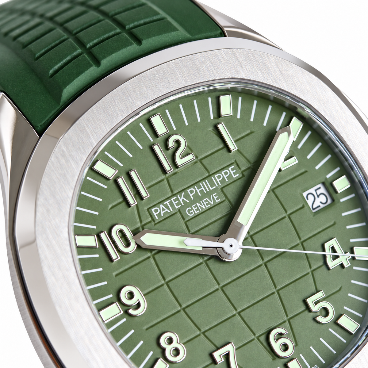 Patek Philippe White Gold Aquanaut Olive Green Dial Date