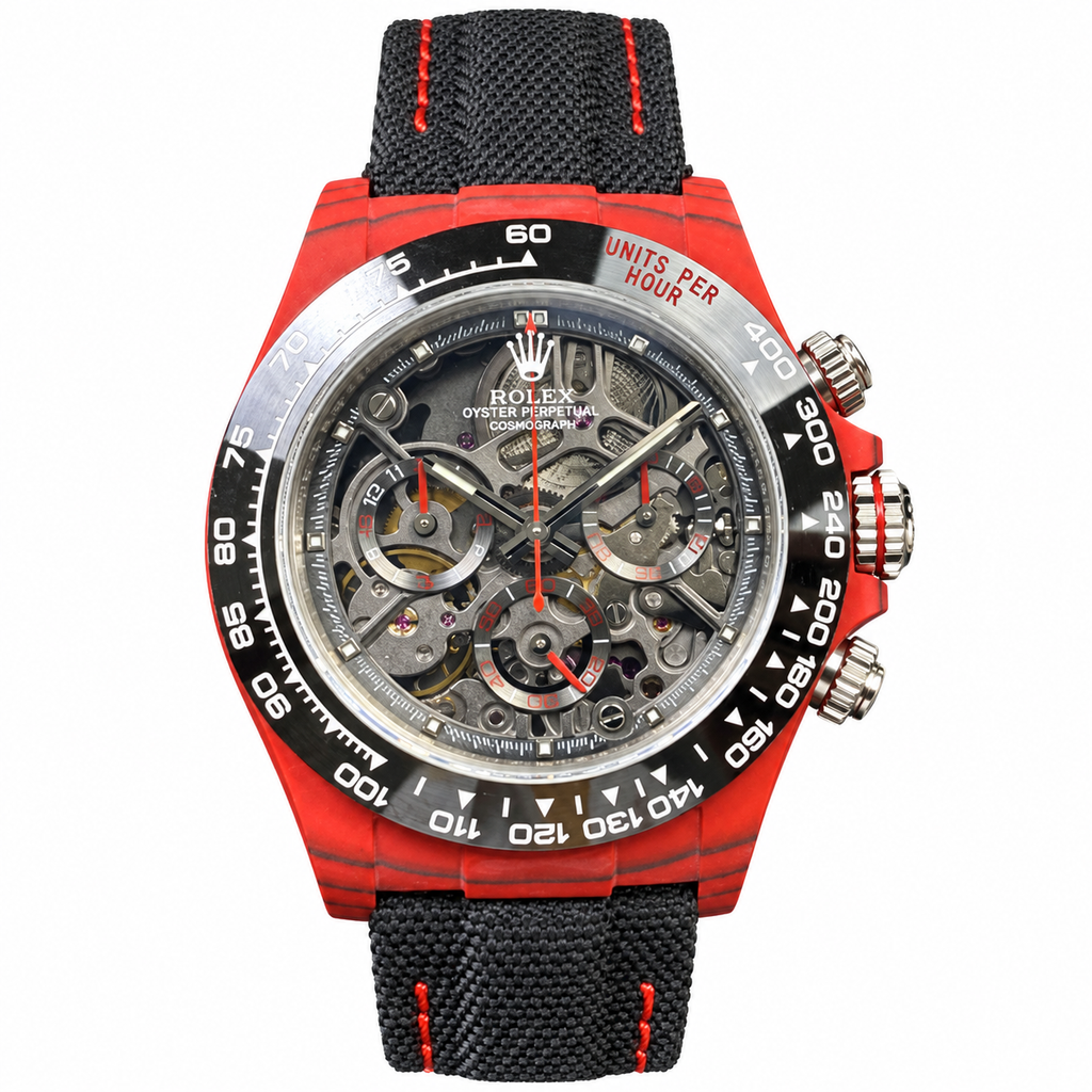 Rolex DiW Daytona Red Carbon Skeleton Watch
