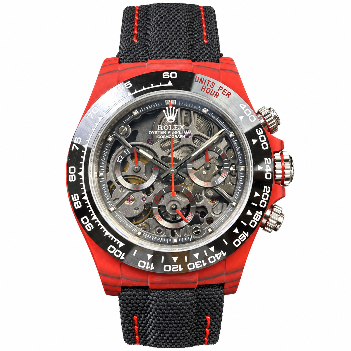 Rolex DiW Daytona Red Carbon Skeleton Watch