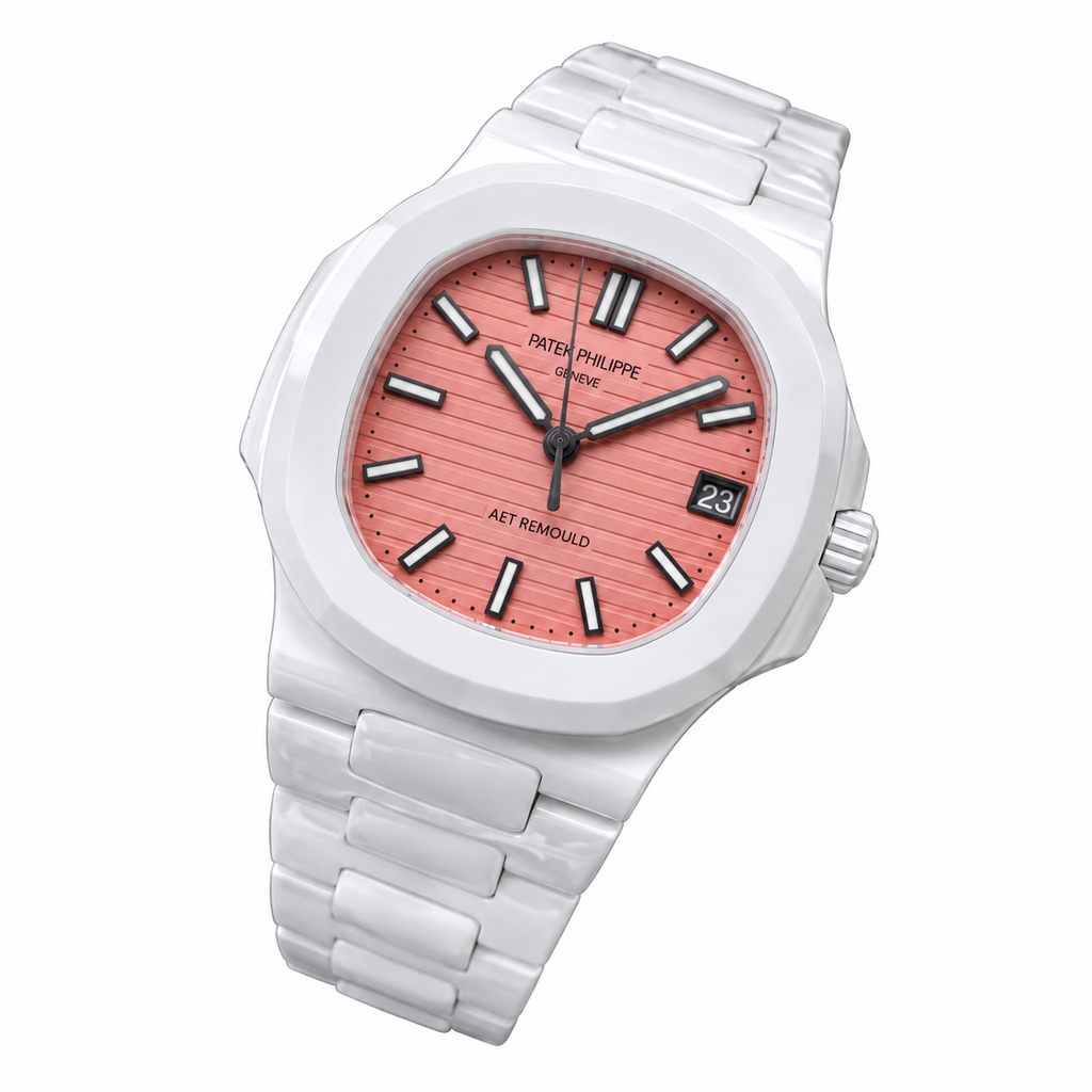 Patek Philippe White Ceramic Nautilus Salmon Pink Dial