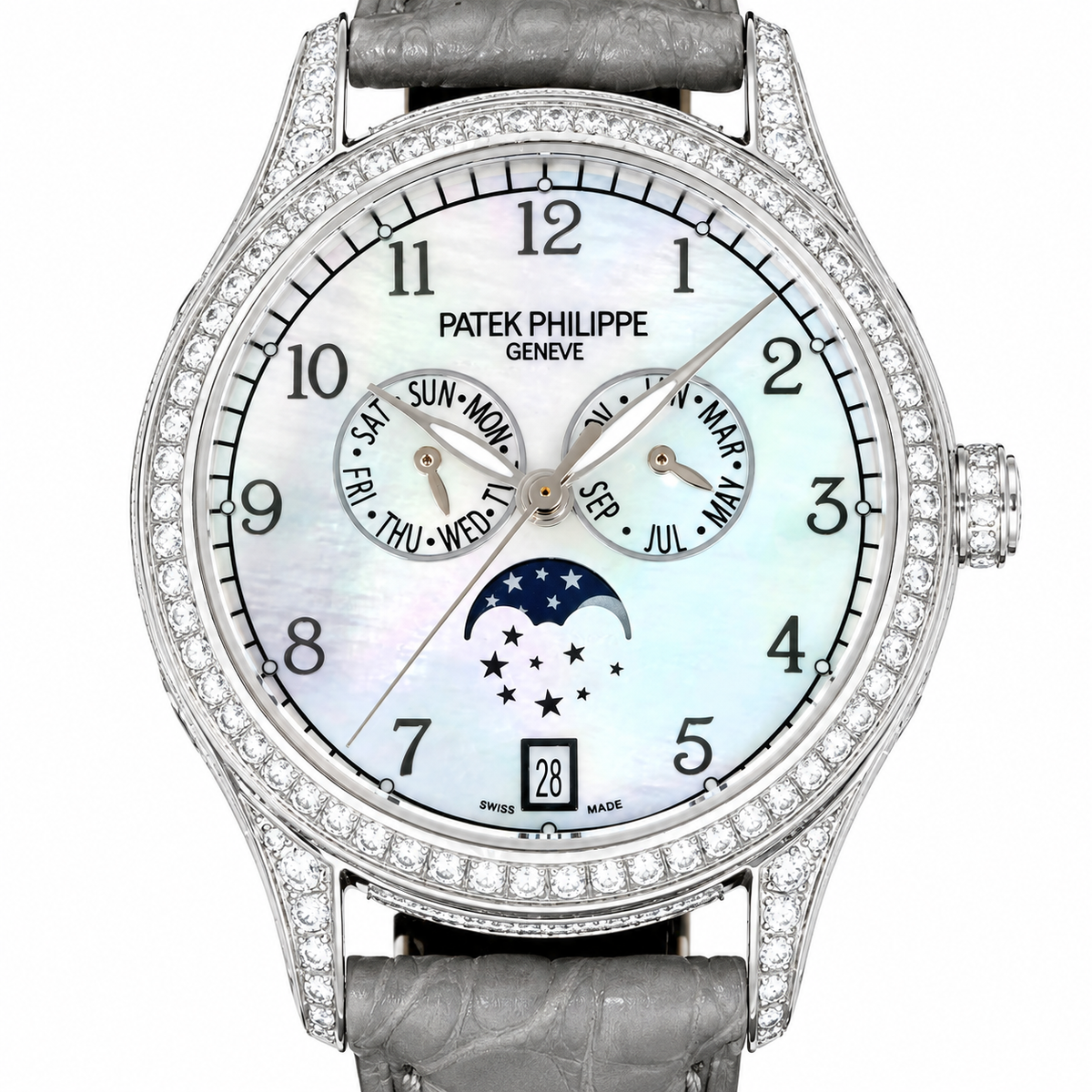 Patek Philippe White Gold Annual Calendar Full Diamond Star Moon Phase