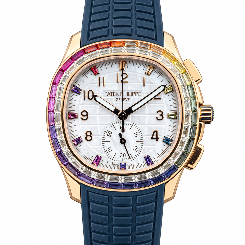 Patek Philippe Rose Gold Aquanaut Chronograph Rainbow Blue