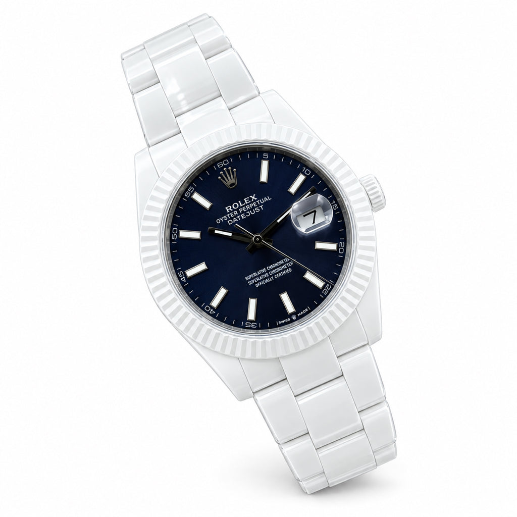 Rolex Datejust Full White Ceramic Black Dial Watch