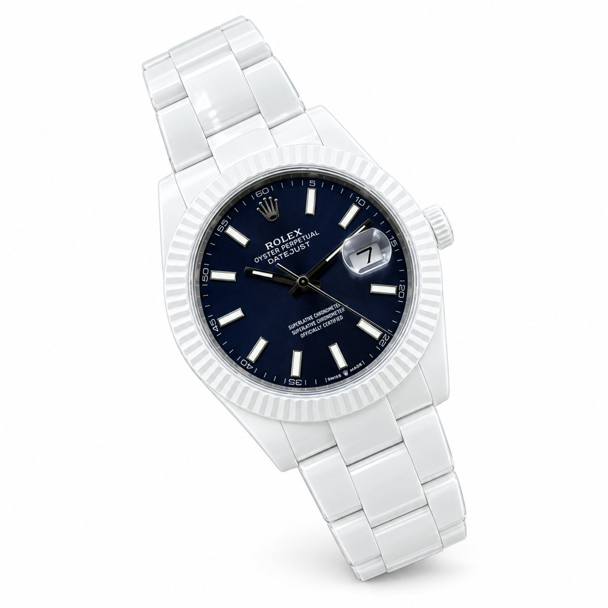 Rolex Datejust Full White Ceramic Black Dial Watch