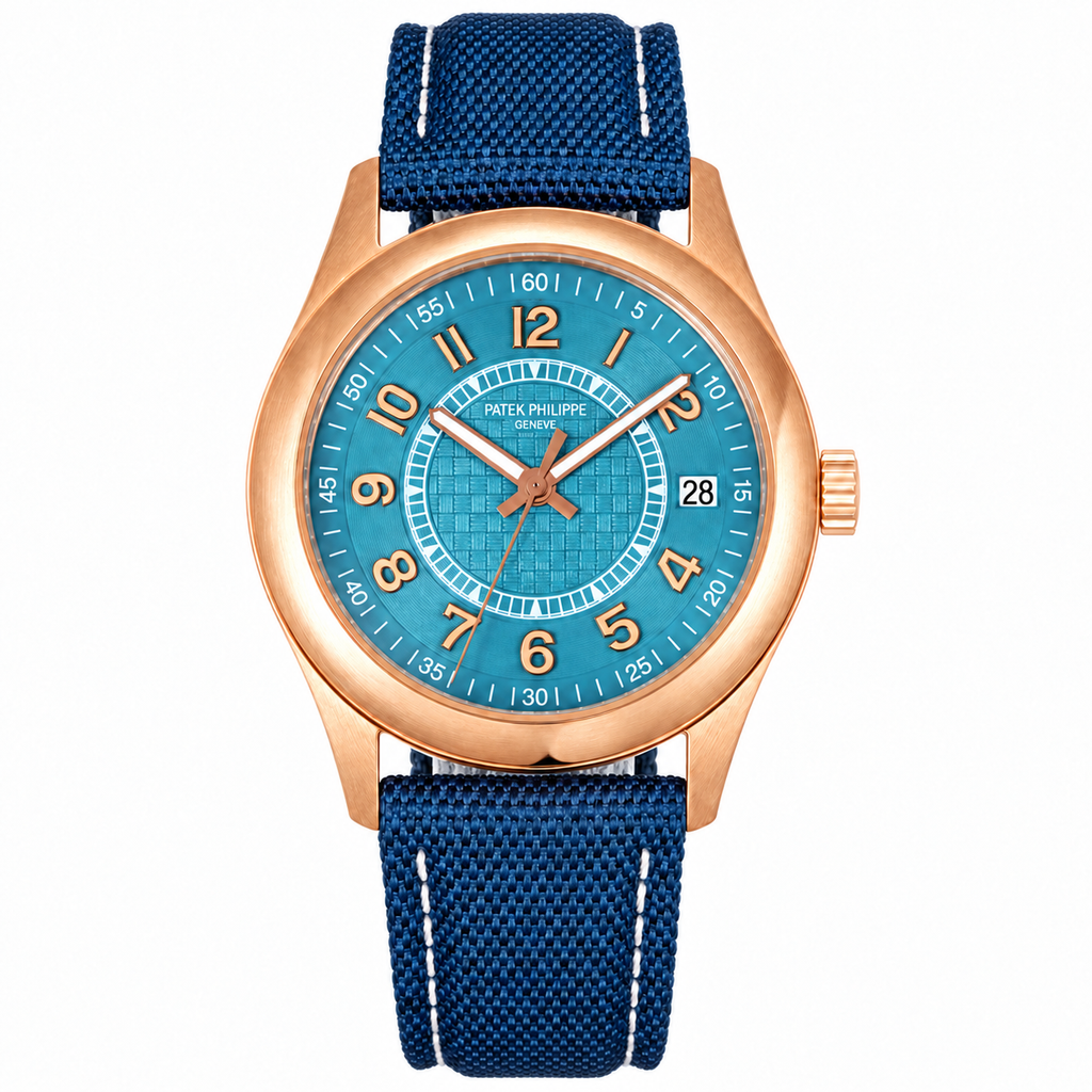 Patek Philippe Calatrava Date 40mm Rose Gold Teal Dial NATO Strap
