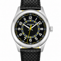 Patek Philippe Calatrava Date 40mm Steel Black Dial Yellow Accent Rubber Strap