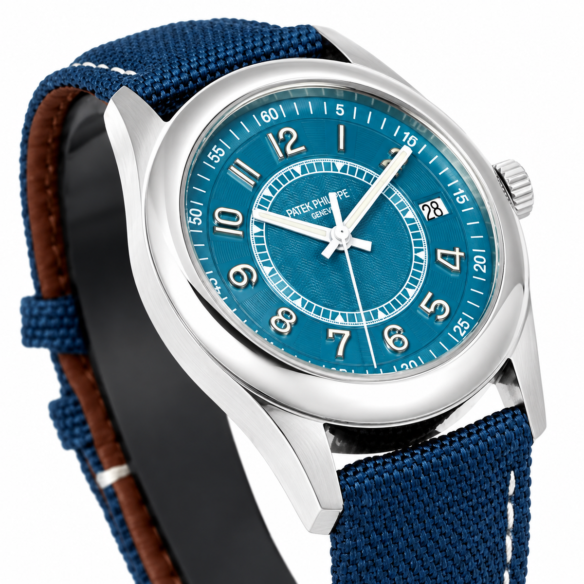 Patek Philippe Calatrava Date 40mm Steel Teal Dial NATO Strap