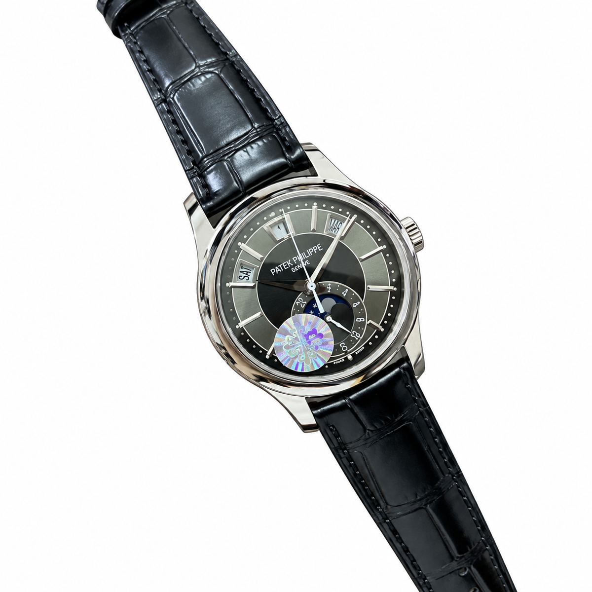 Patek Philippe Annual Calendar Moon Phase 40mm Steel Black Dial