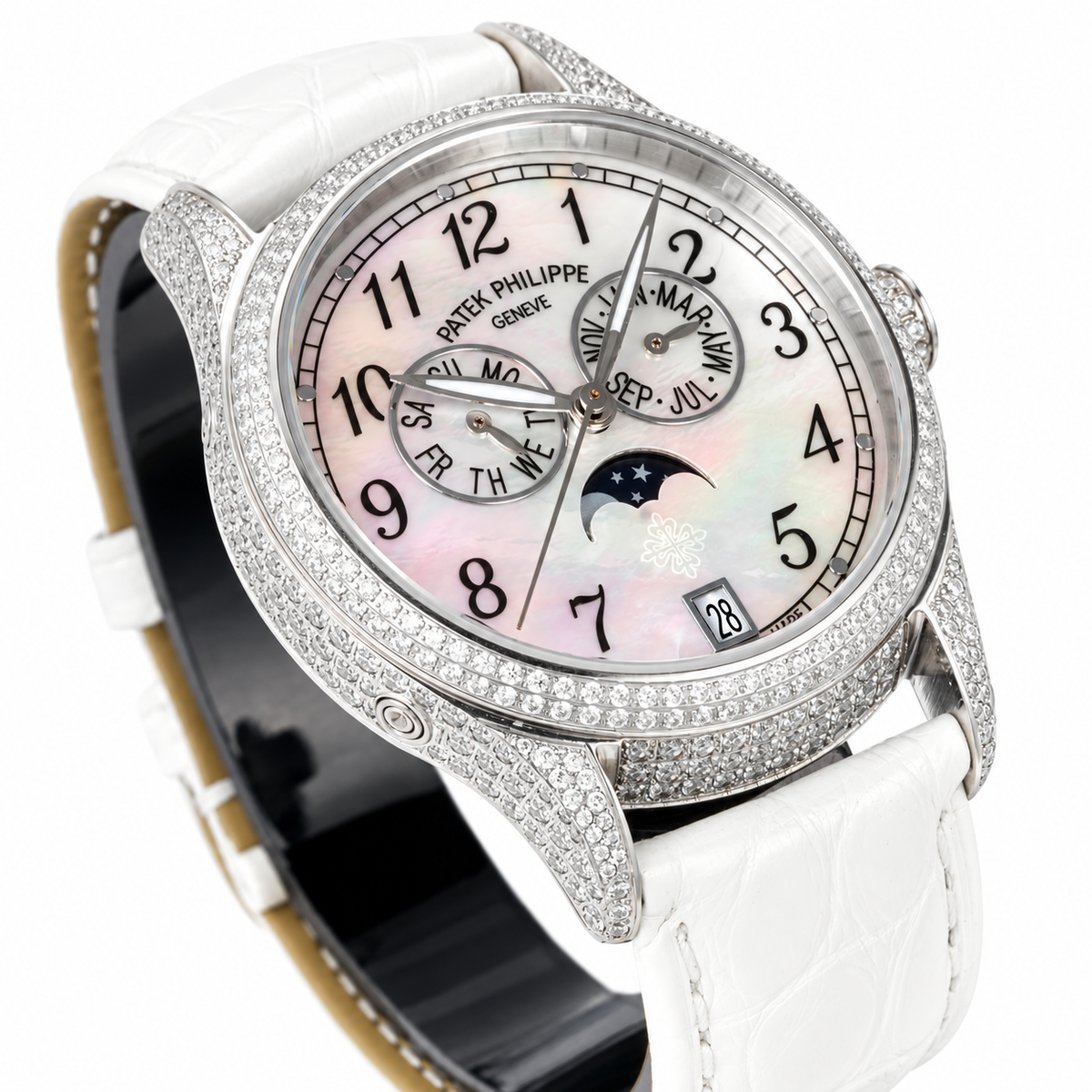Patek Philippe White Gold Annual Calendar Full Diamond MOP Dial