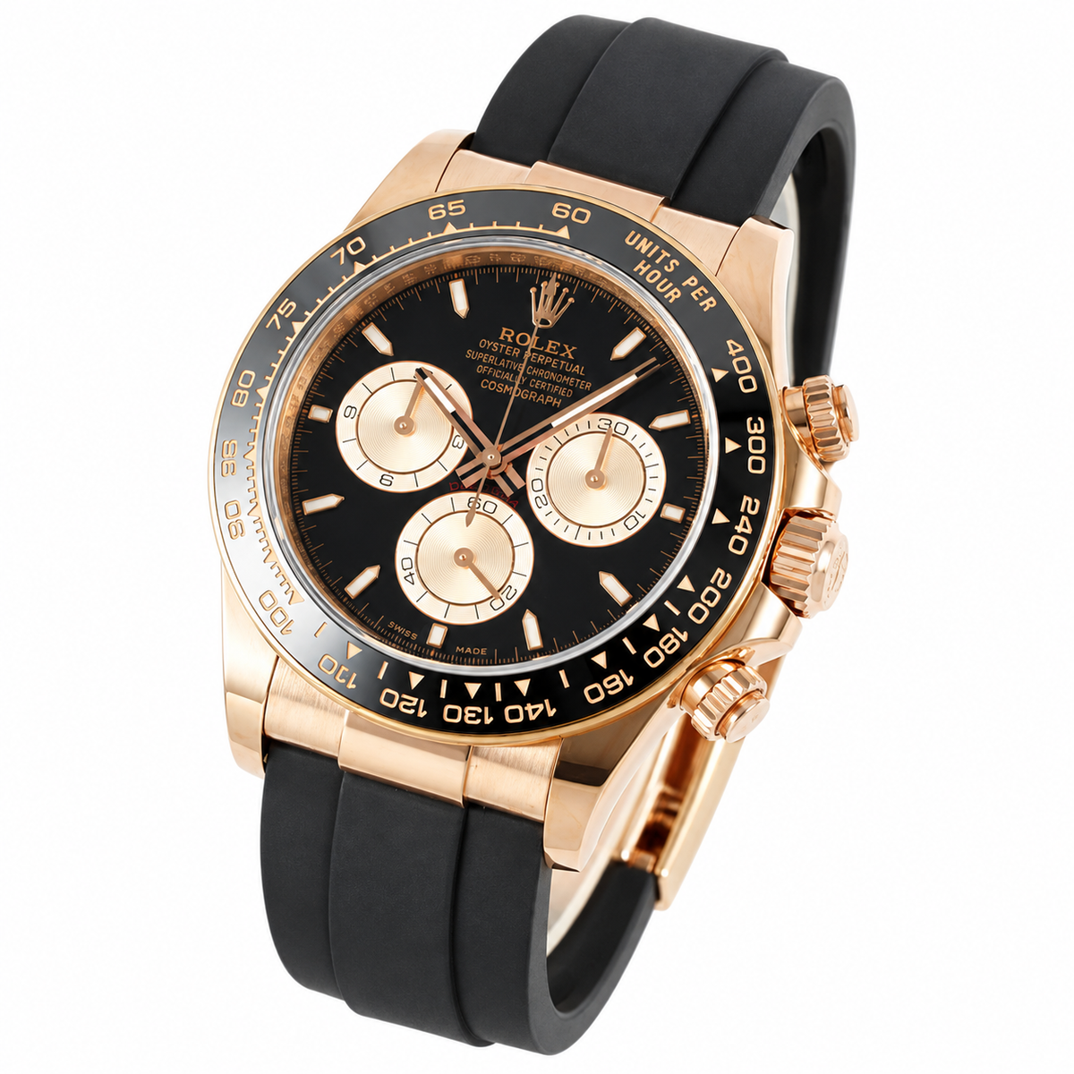 Rolex Everose Gold Daytona Black Pink Subdial Watch