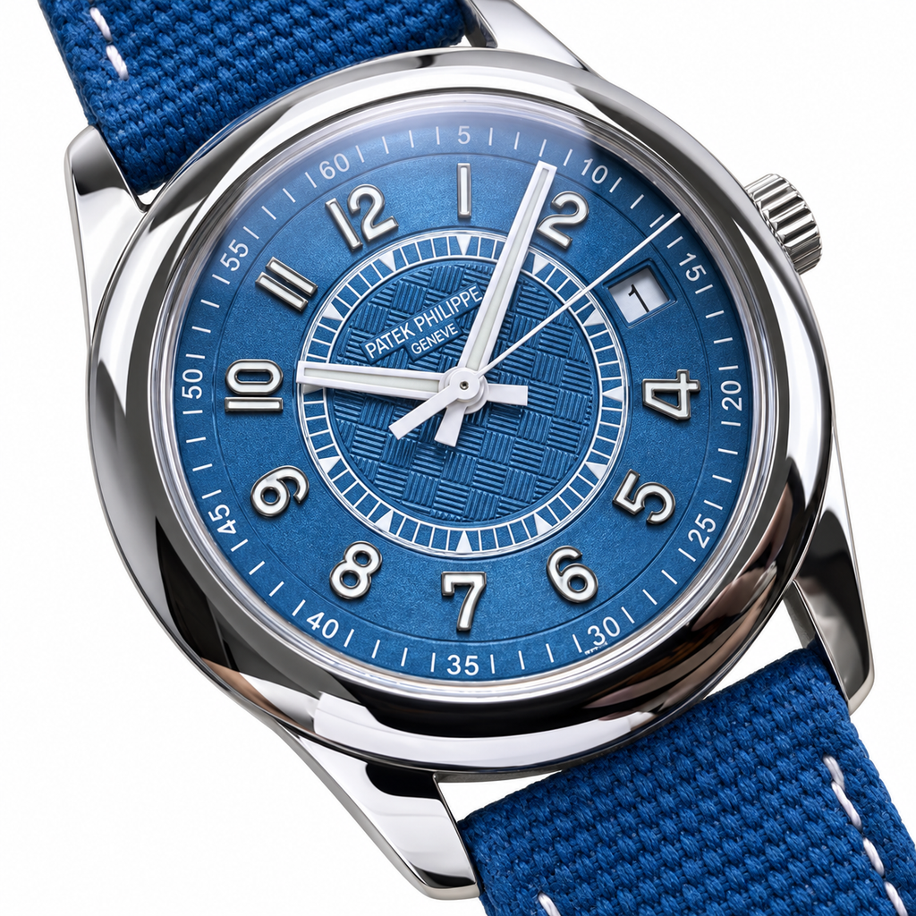 Patek Philippe Calatrava Date 40mm Steel Blue Dial NATO Strap