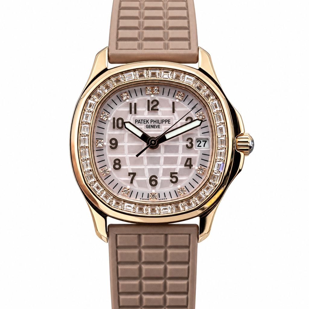 Patek Philippe Rose Gold Aquanaut Luce Diamond Bezel Nude Strap