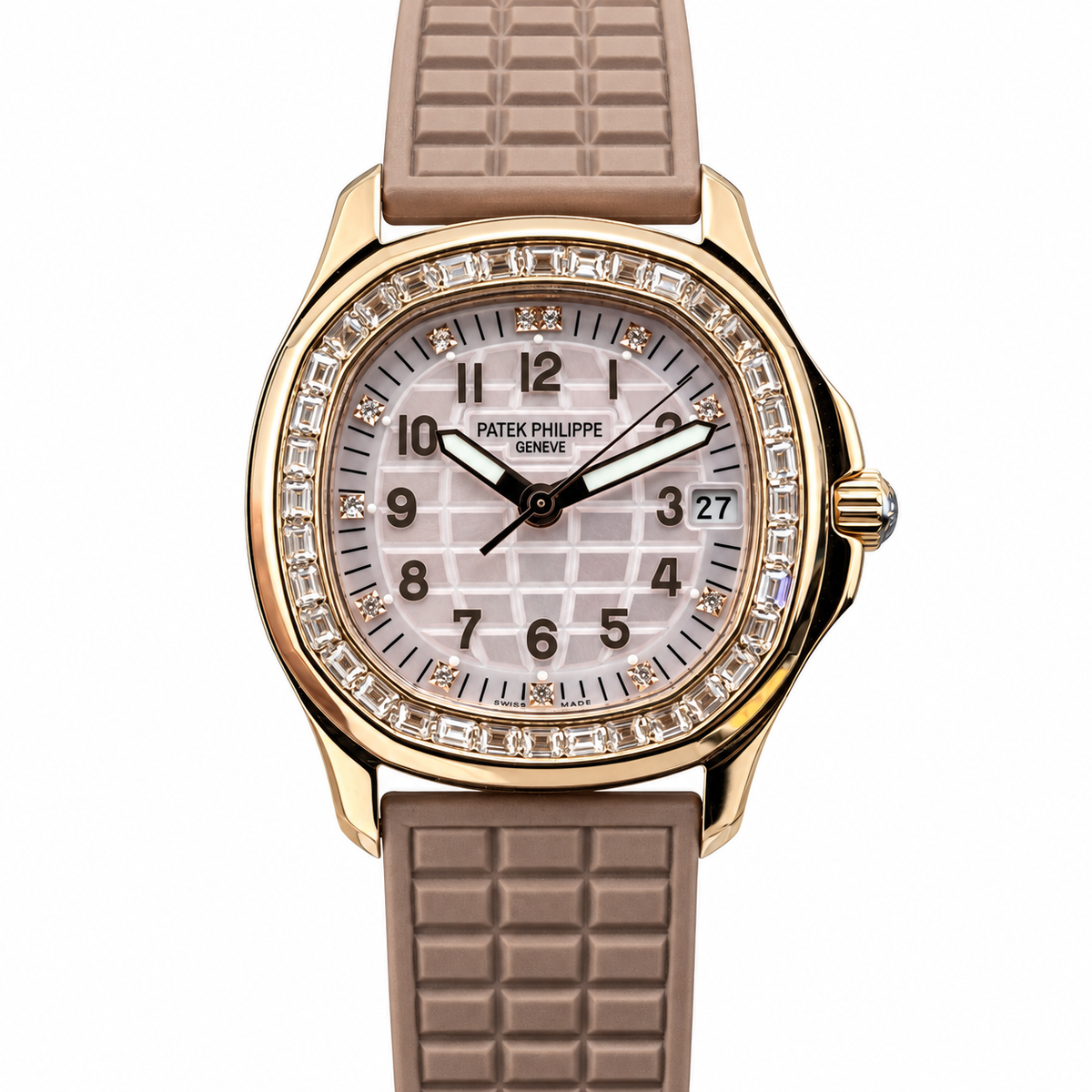 Patek Philippe Rose Gold Aquanaut Luce Diamond Bezel Nude Strap