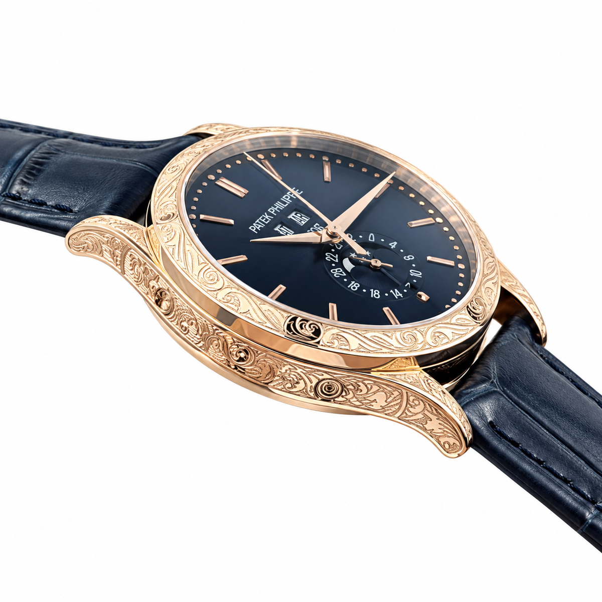 Patek Philippe Annual Calendar Moon Phase 38.5mm Rose Gold Blue Dial