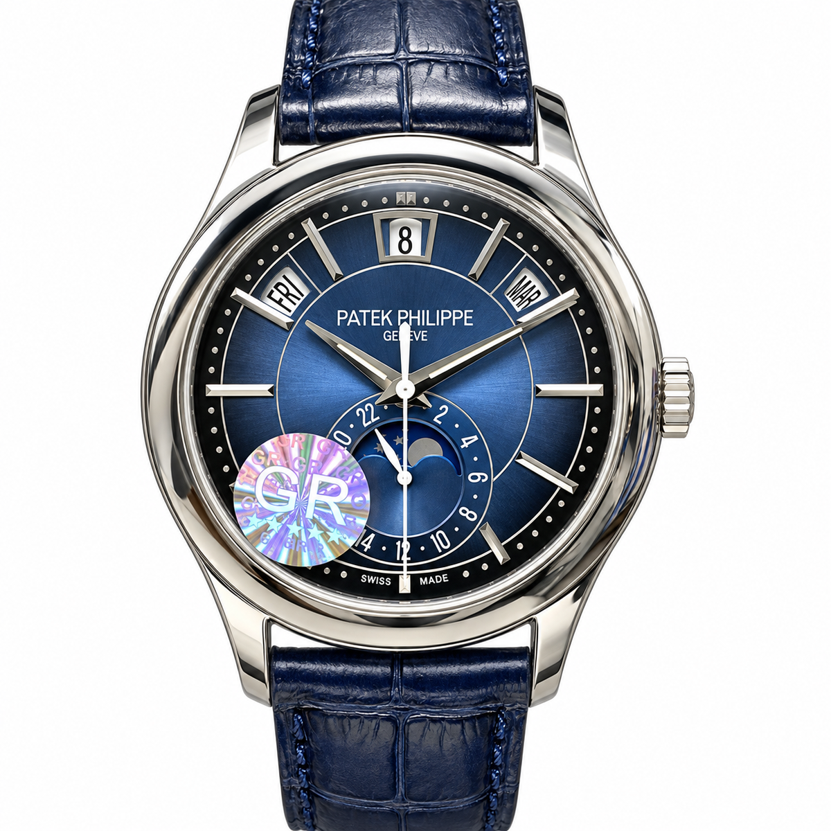 Patek Philippe Annual Calendar Moon Phase 40mm Steel Blue Sunburst Dial