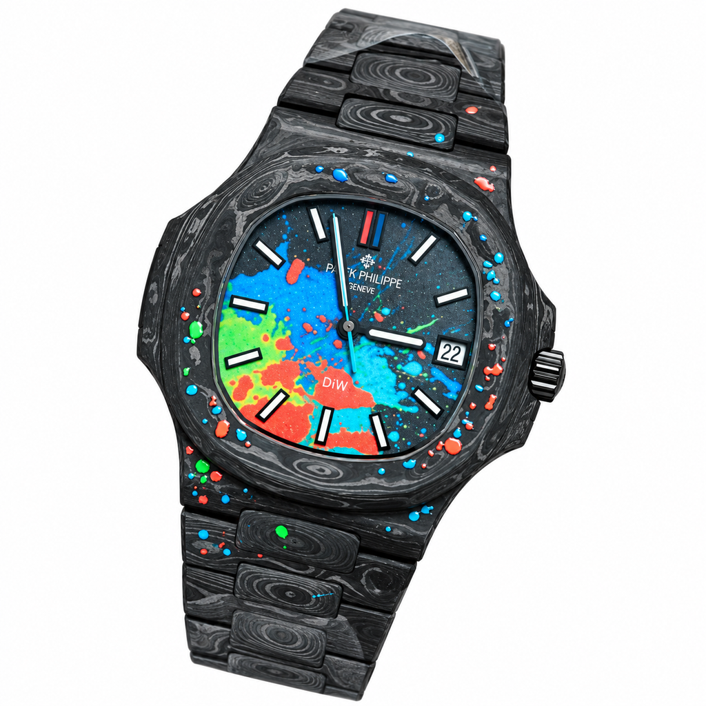 Patek Philippe Nautilus DiW Full Carbon Paint Splash Art Dial 40mm