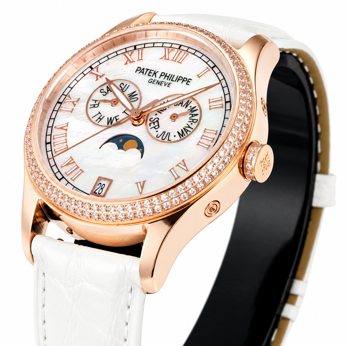 Patek Philippe Rose Gold Annual Calendar Diamond White MOP Dial