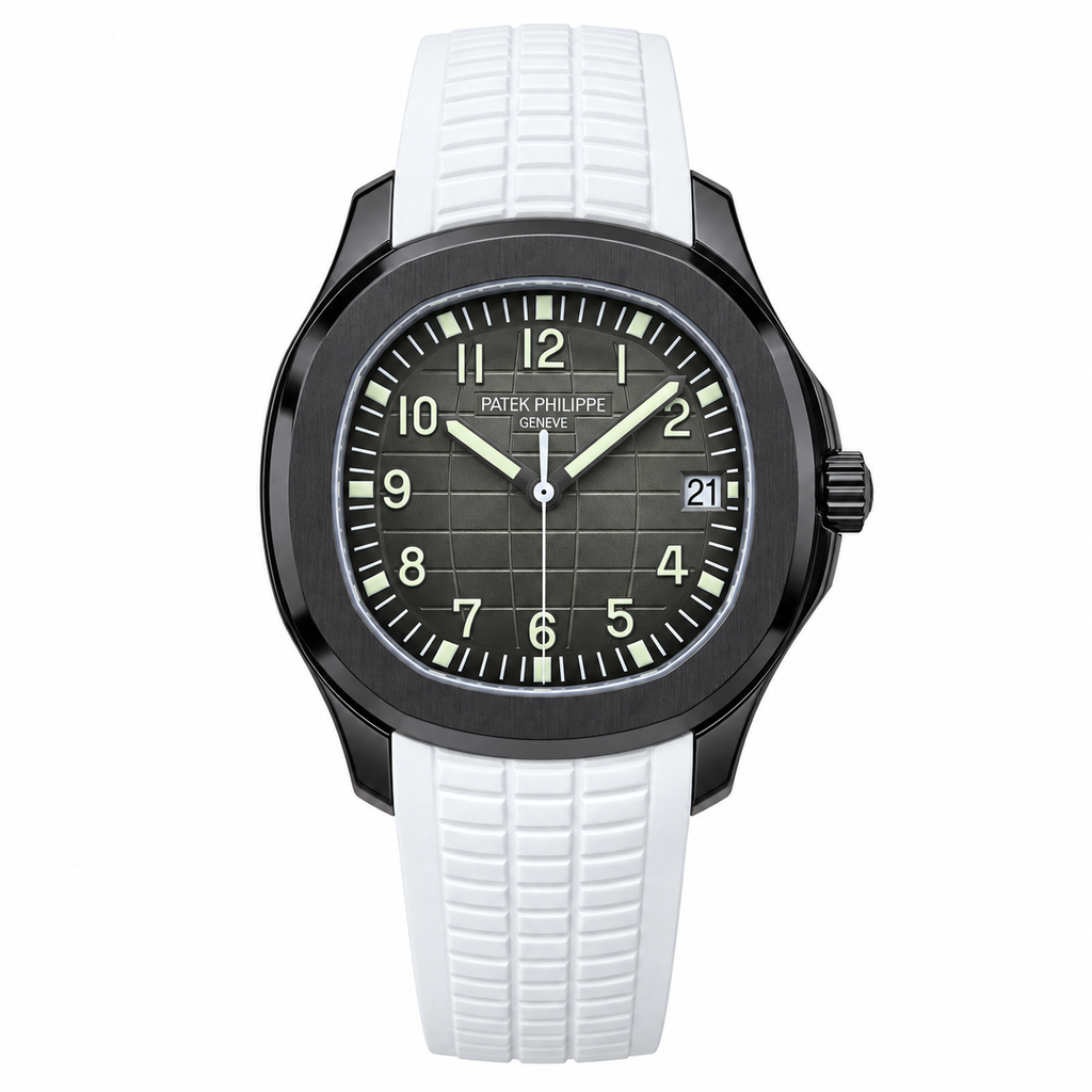 Patek Philippe Aquanaut | DLC Black Case White Strap