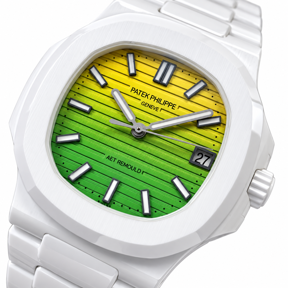 Patek Philippe White Ceramic Nautilus Yellow Green Gradient AMG