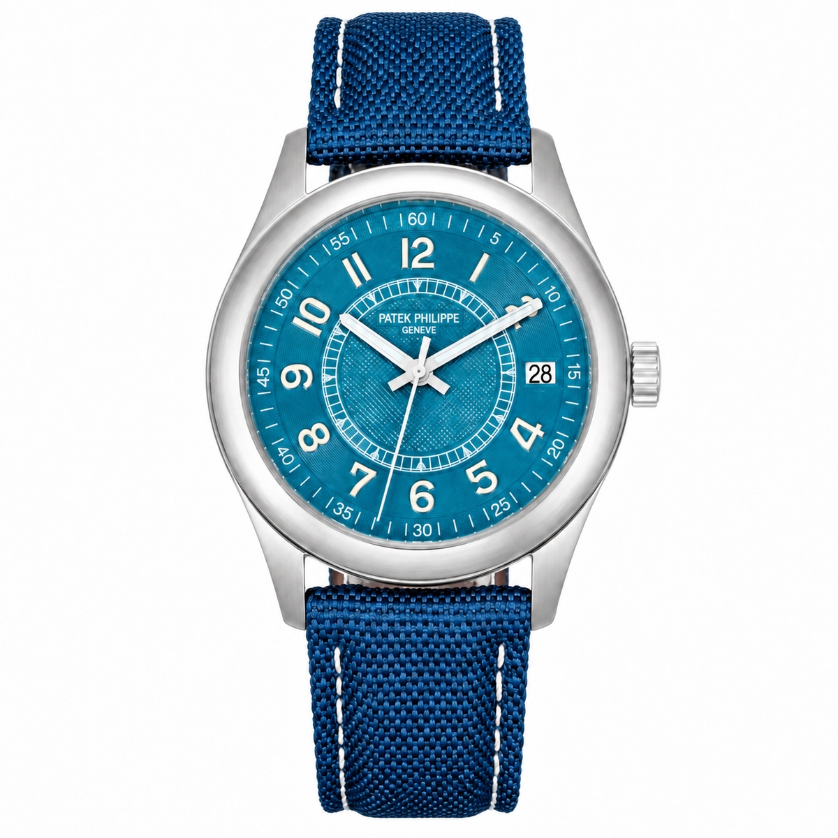 Patek Philippe Calatrava Date 40mm Steel Teal Dial NATO Strap