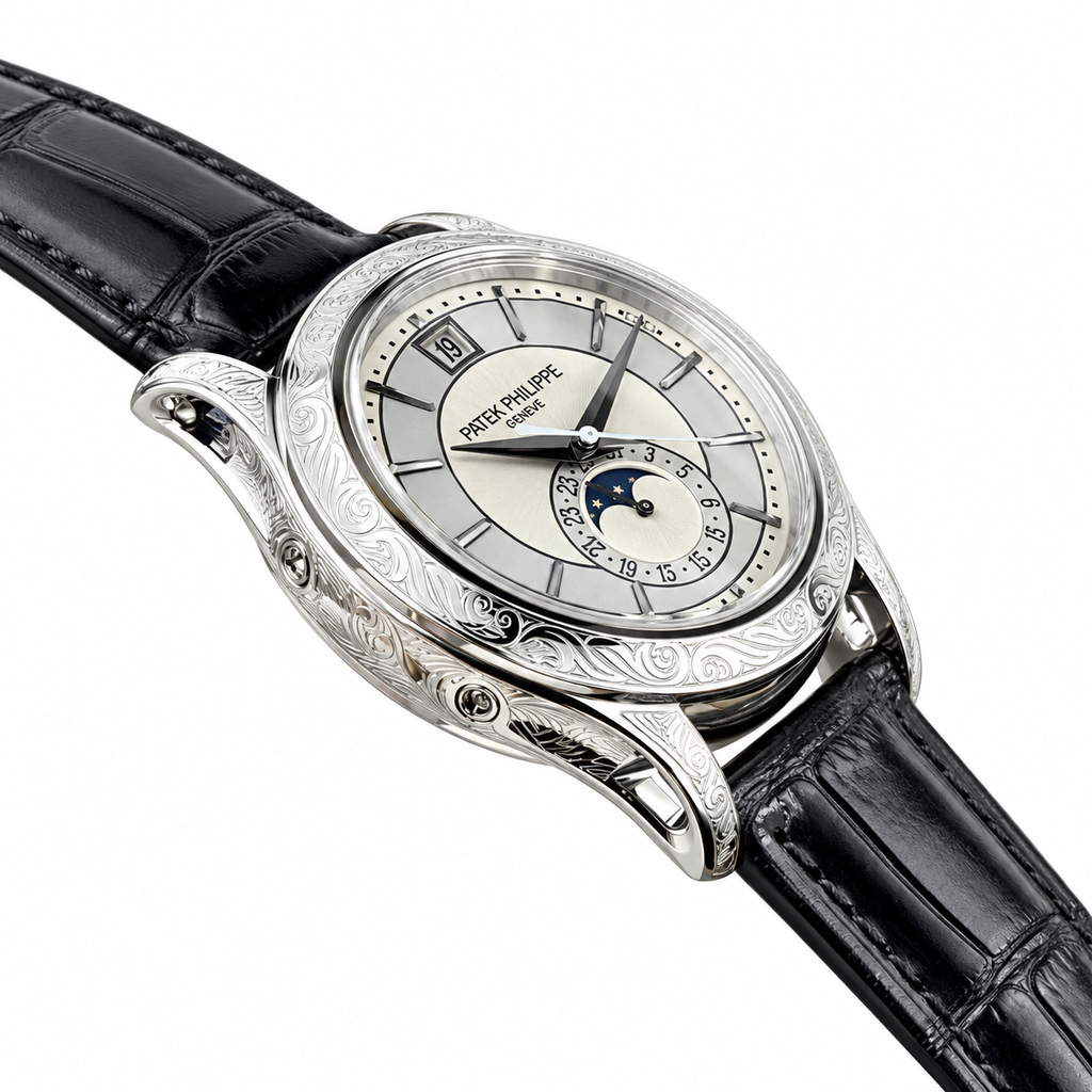 Patek Philippe Annual Calendar Moon Phase 40mm White Gold Silver Dial