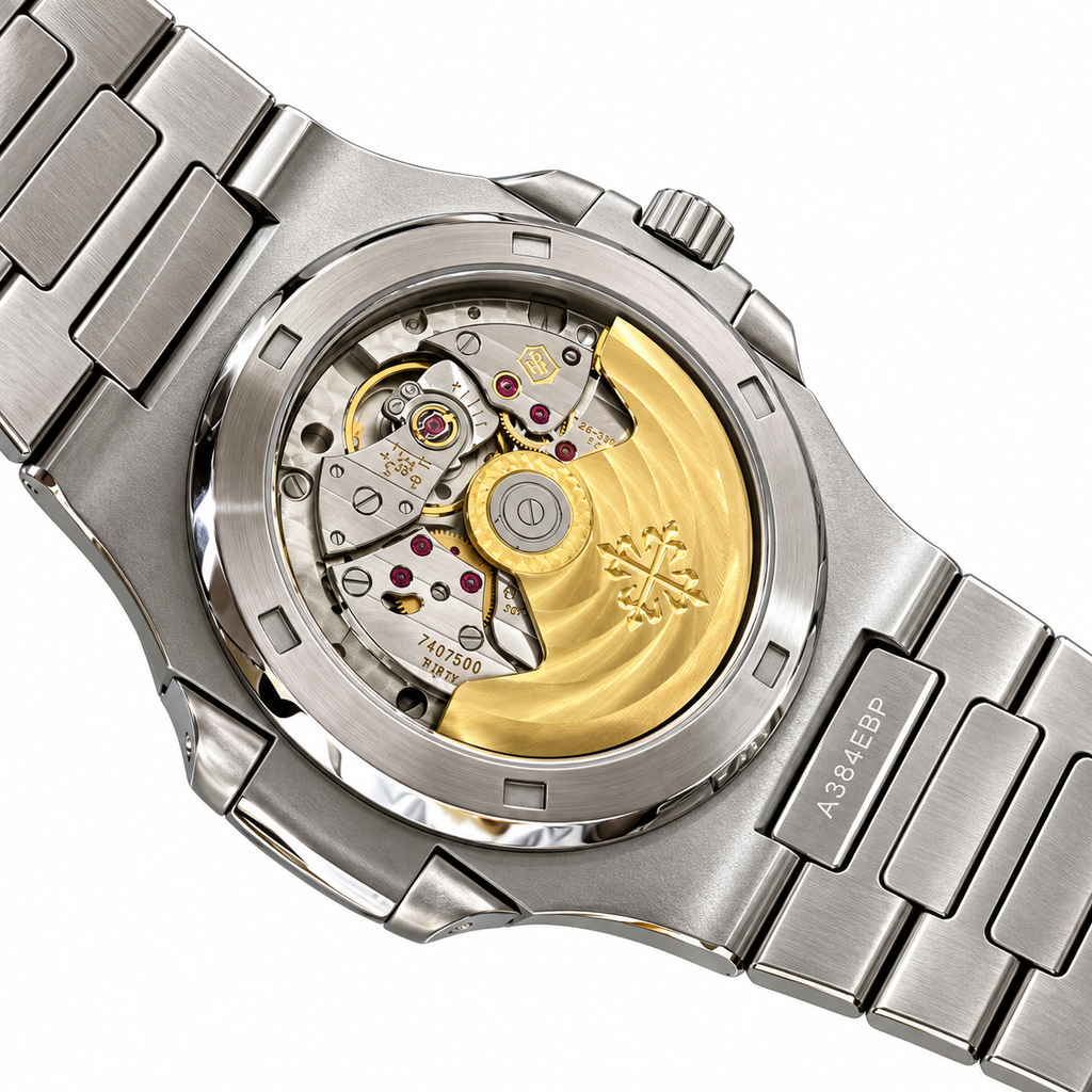 Patek Philippe Nautilus Steel Emerald Baguette Bezel Grey Dial 40mm