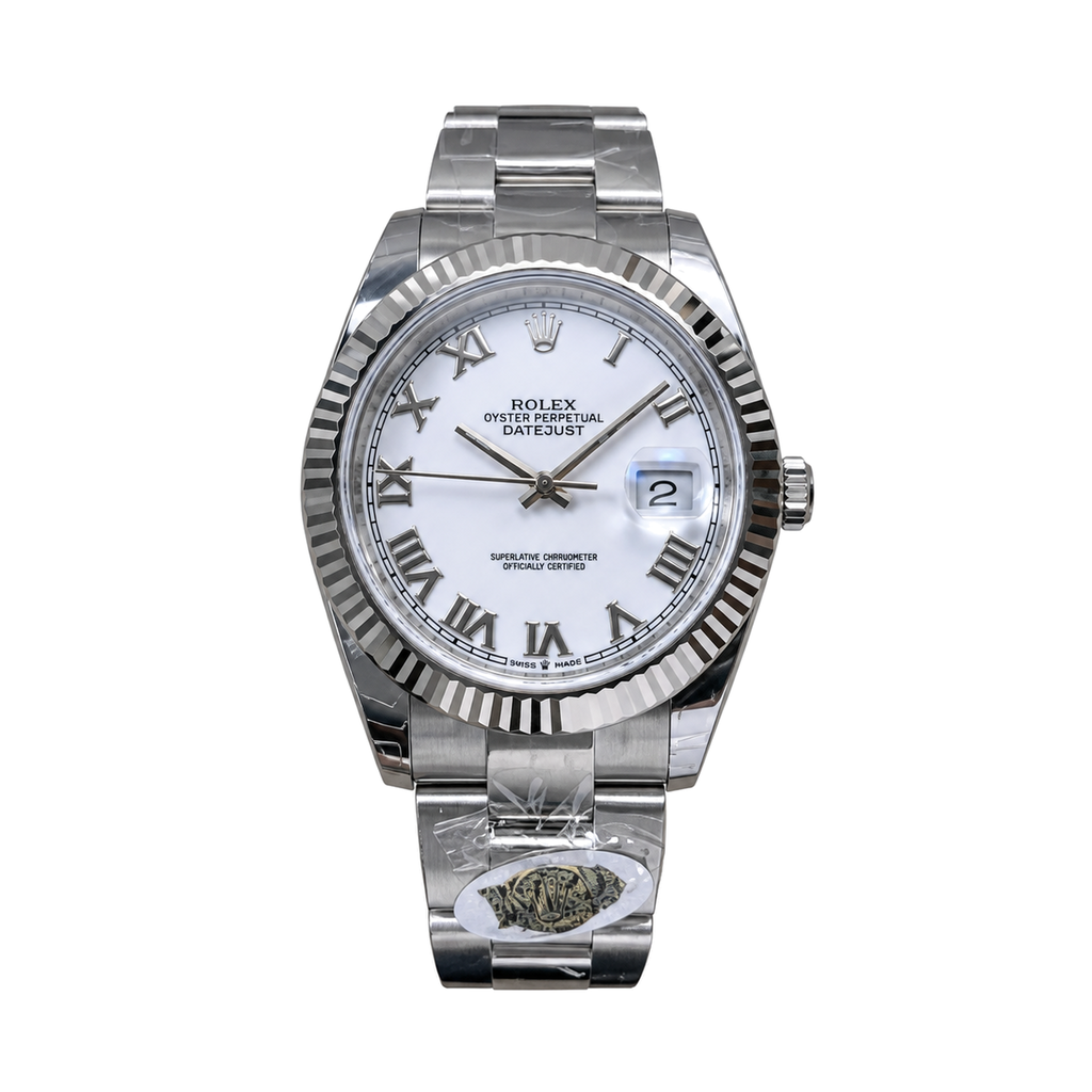 Rolex Steel Datejust White Roman Dial Watch