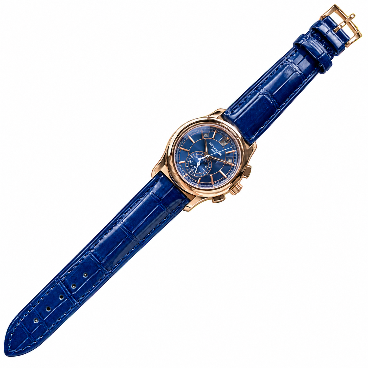 Patek Philippe Rose Gold Annual Calendar Chronograph Blue Dial Ref. 5905R