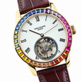 Patek Philippe Rose Gold Calatrava Tourbillon Rainbow White Dial