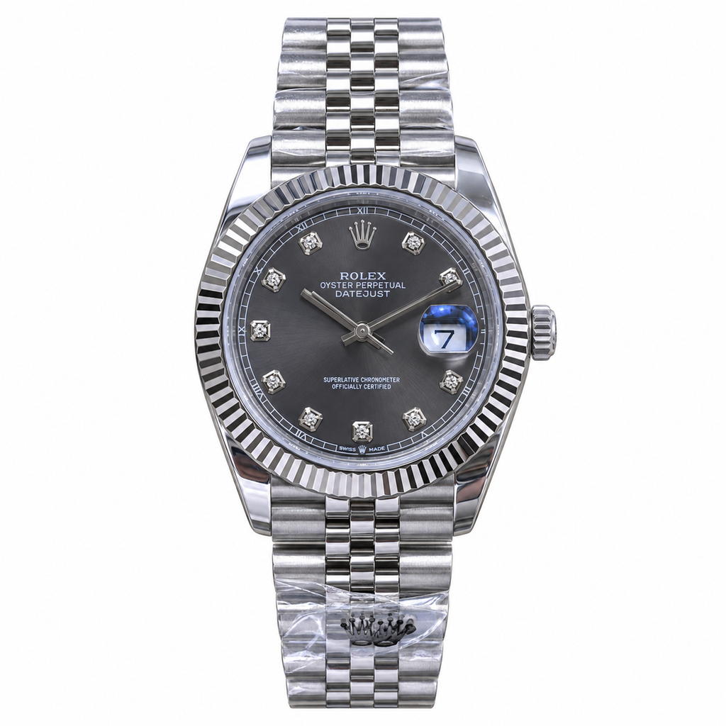 Rolex Steel Datejust Slate Diamond Dial Watch