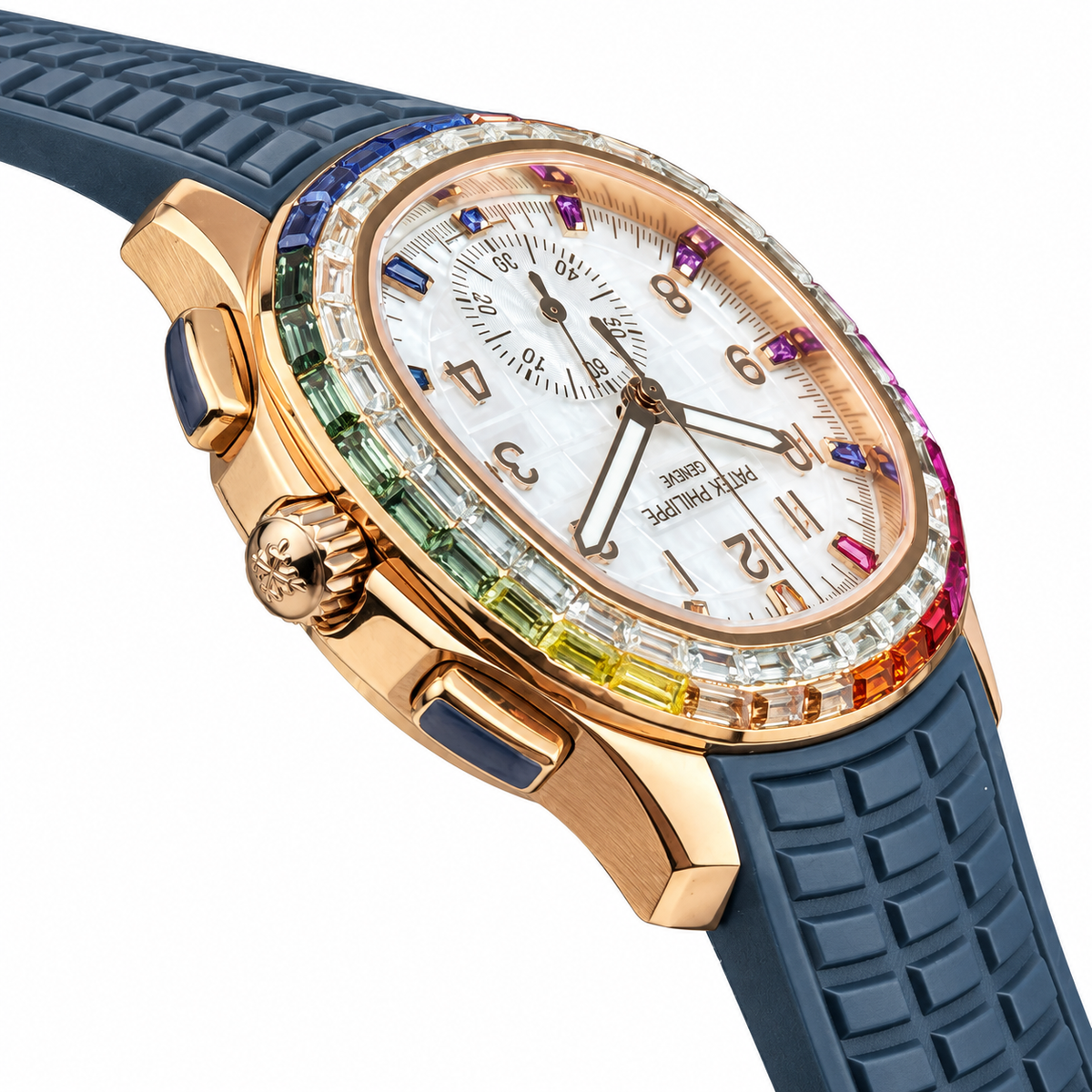 Patek Philippe Rose Gold Aquanaut Chronograph Rainbow Blue