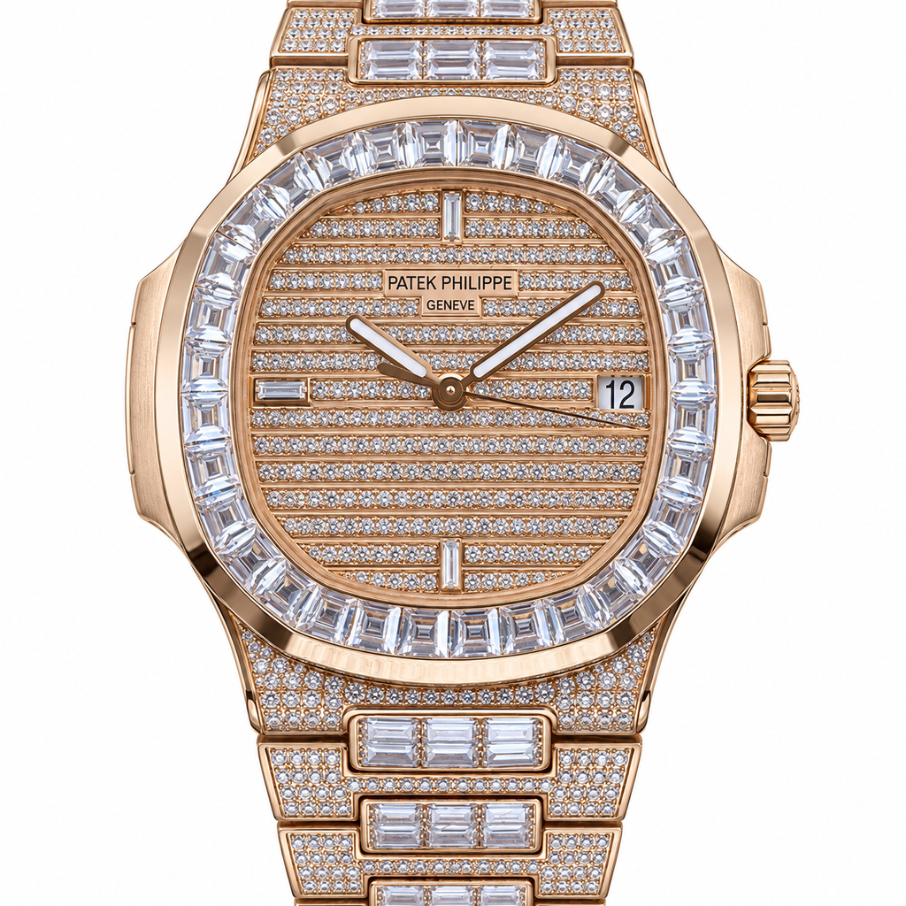 Patek Philippe Rose Gold Nautilus Full Diamond Bracelet
