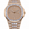 Patek Philippe Rose Gold Nautilus Full Diamond Bracelet