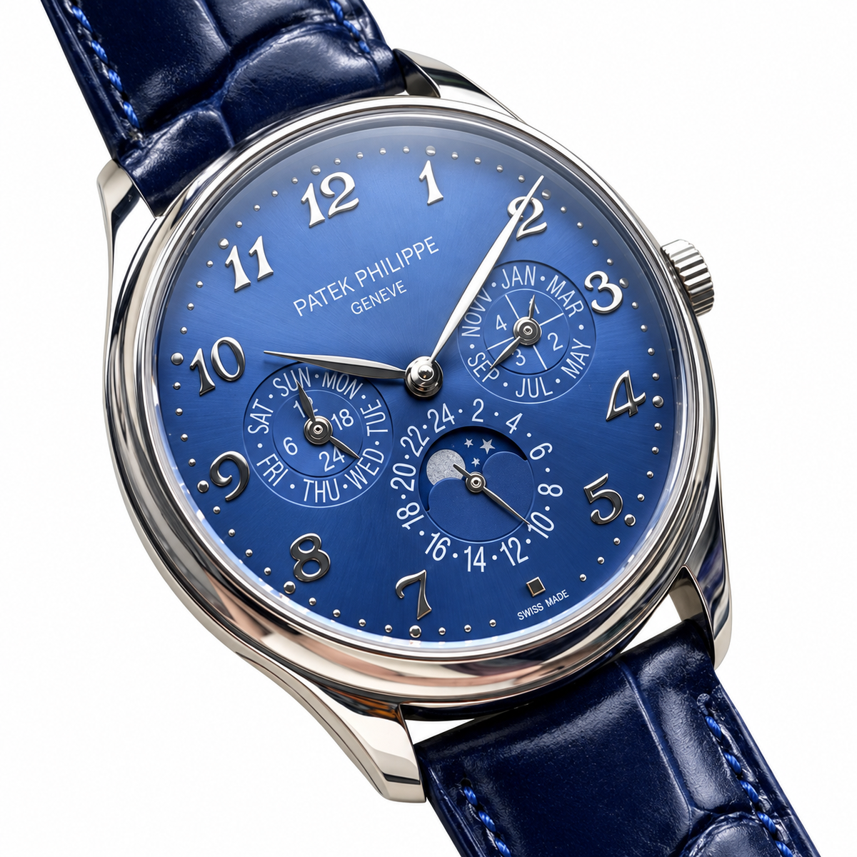 Patek Philippe White Gold Perpetual Calendar Blue Dial