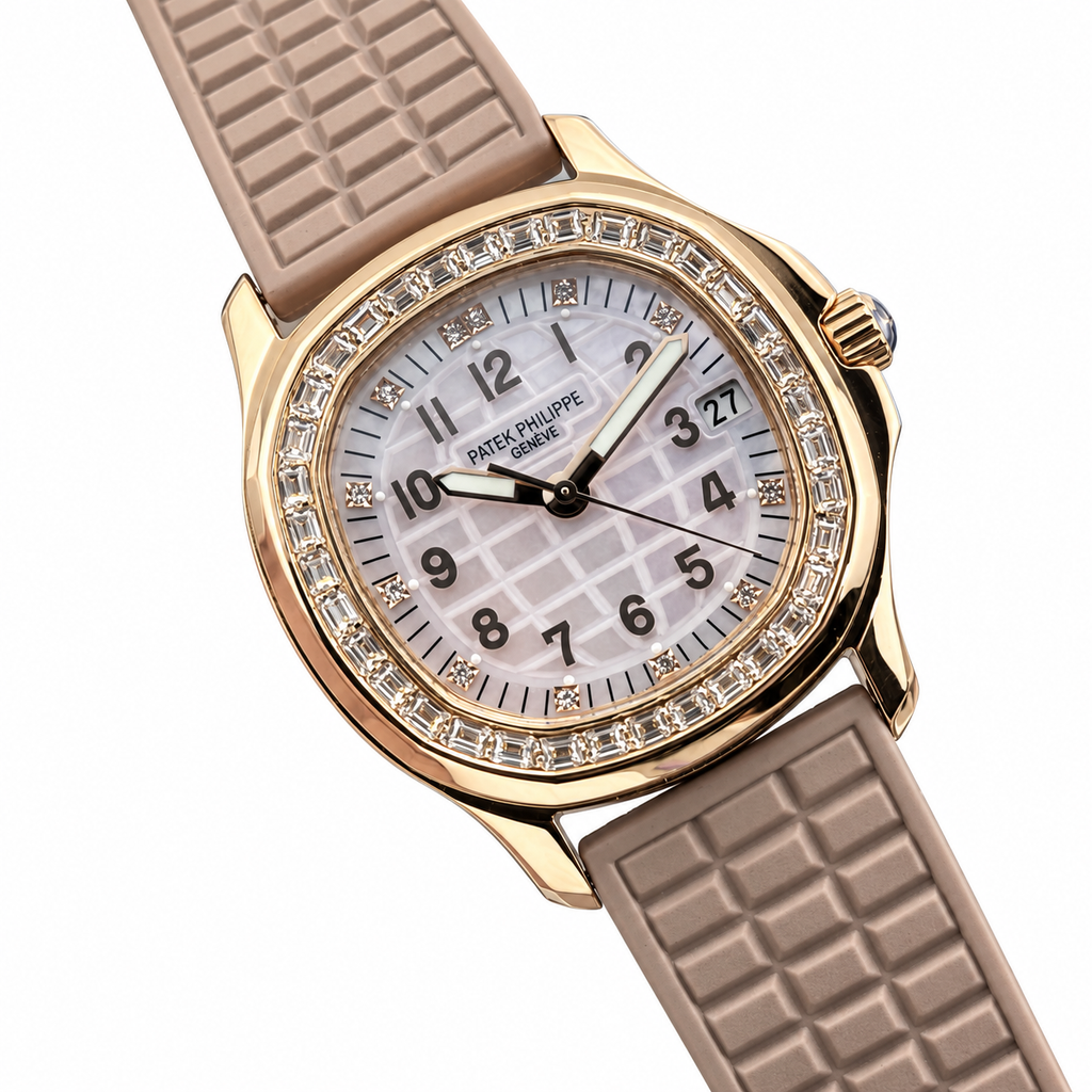 Patek Philippe Rose Gold Aquanaut Luce Diamond Bezel Nude Strap