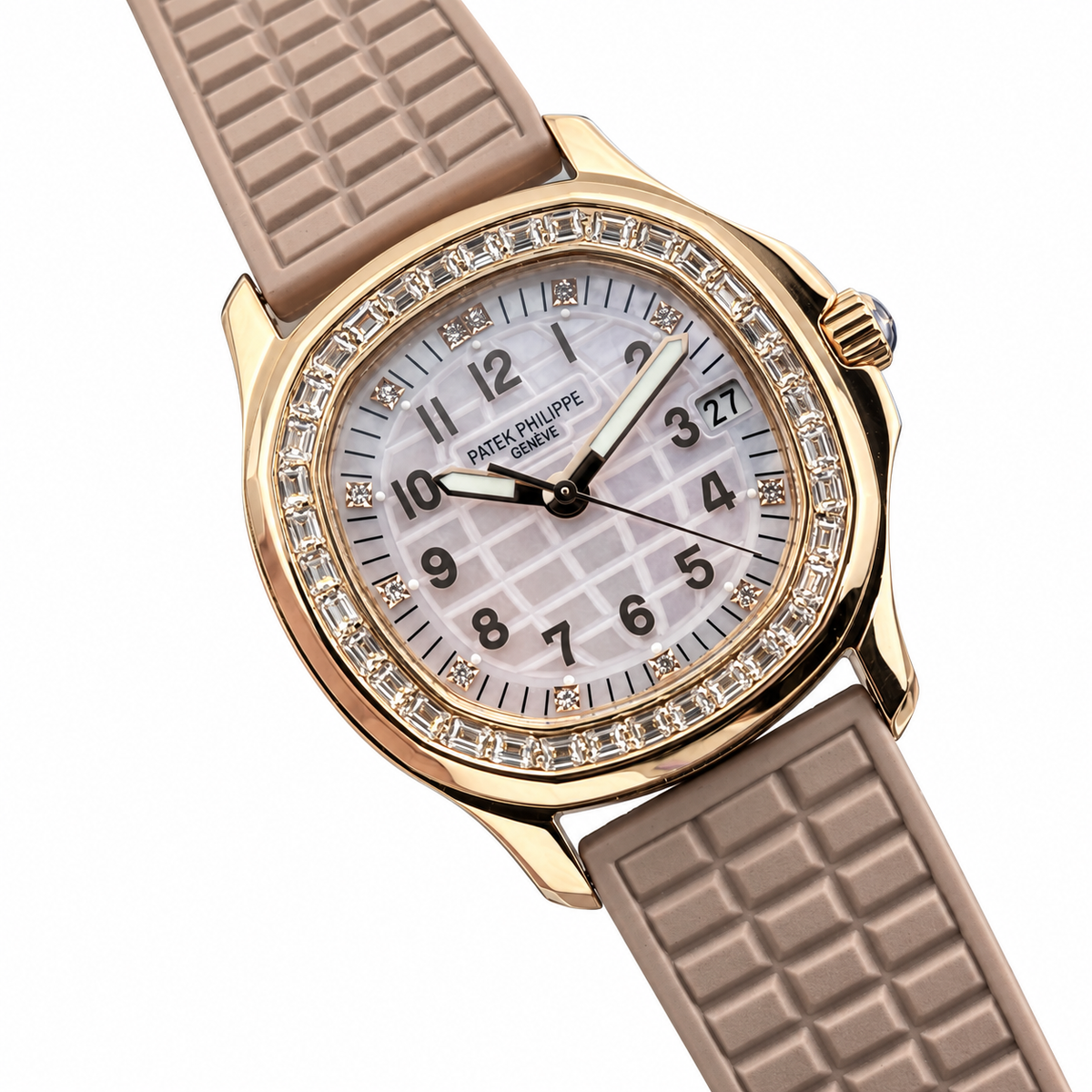Patek Philippe Rose Gold Aquanaut Luce Diamond Bezel Nude Strap